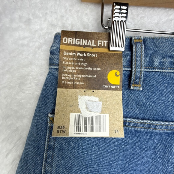 Carhartt Denim Jean Work Shorts Size 34 B28 STW Stonewash NWT NOS - Picture 8 of 10